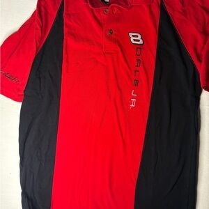 Dale Jr Bud #8 Red and Black Polo Shirt with Sporty Design Size Large